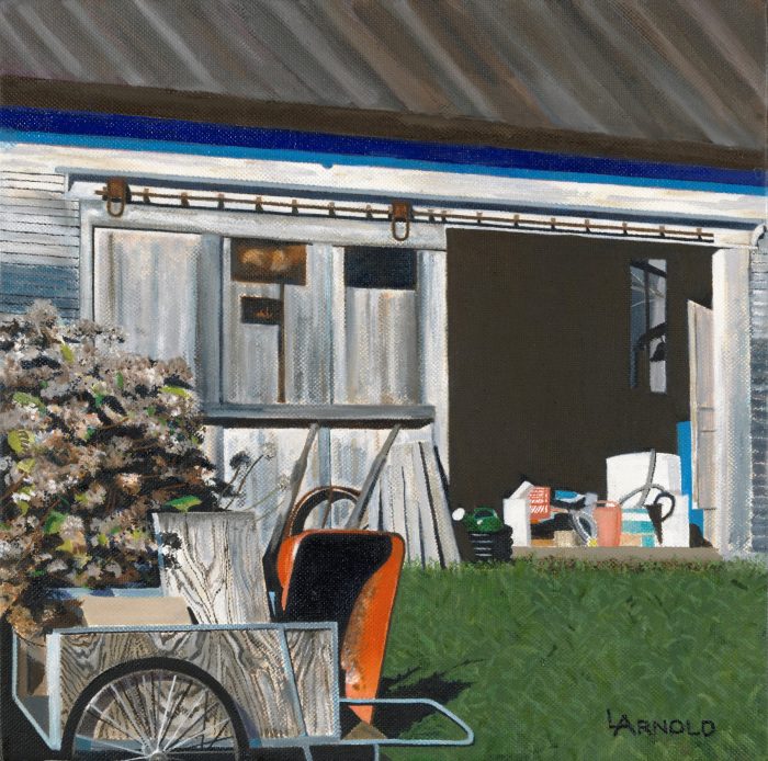 Barnyard With Wheelbarrow, 12x12