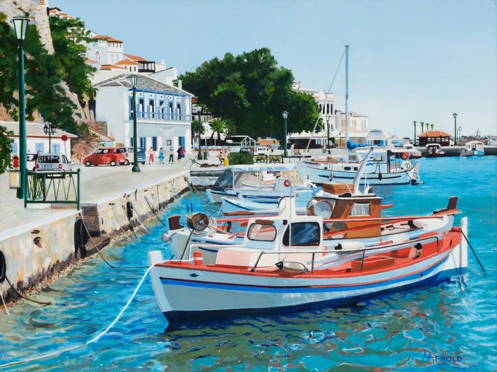 Harbour at Skopelos, Greece, 18 x 24