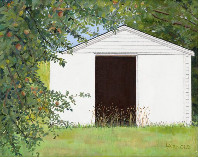 Shed And Apple Tree, 11″ X 14″